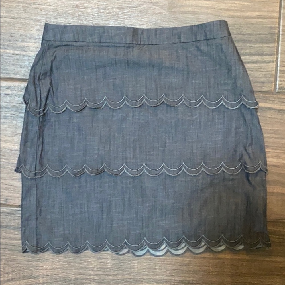Chambray scalloped mini skirt